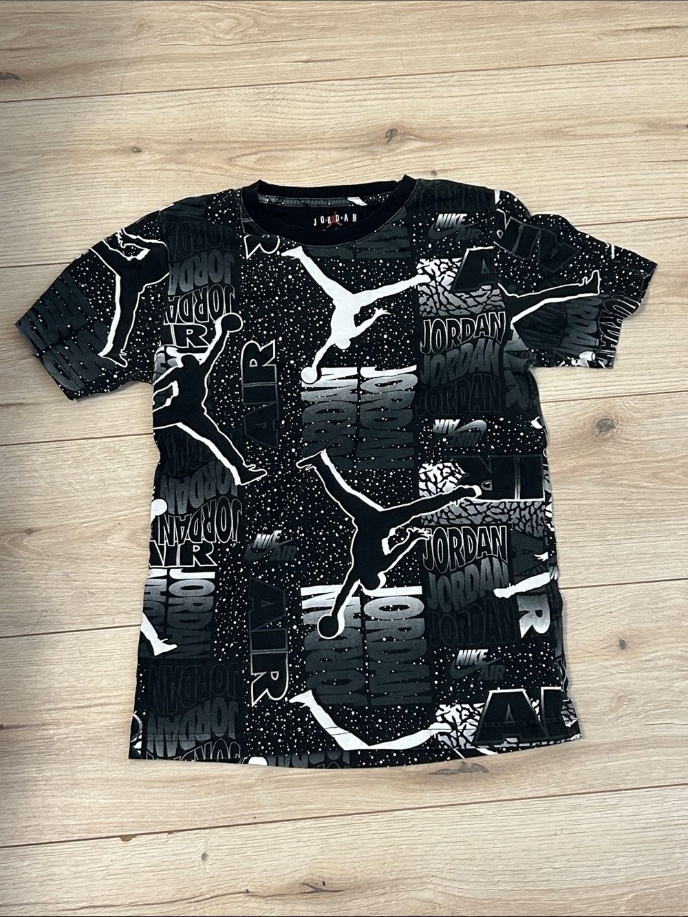 Jordan Jumpan Black and White Jordan Allover Graphic Short Sleeve Tee